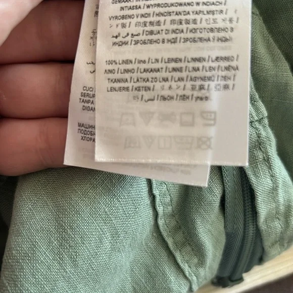 Guess-Women's-100% Linen-Sage Green-Crop Corset Style Top-Size Small - Picture 4 of 4